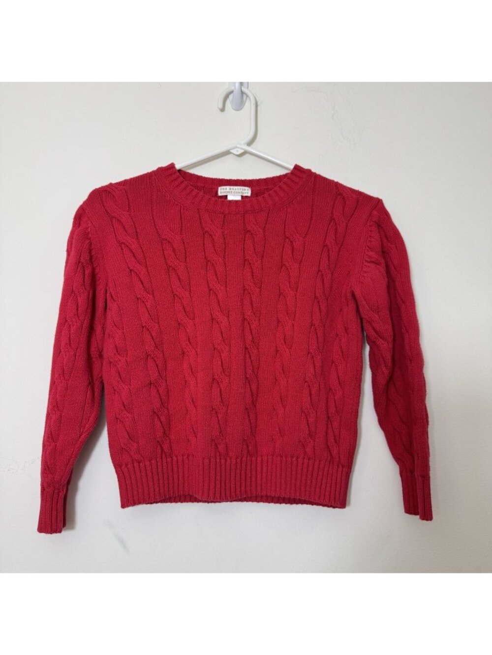 The Beaufort Bonnet Company Girls Cable Knit Sweater Size 12 Red Crewneck